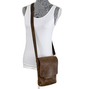 Fitsum Leather crossbody flap brown leather purse shoulder bag. Made in Ethiopia